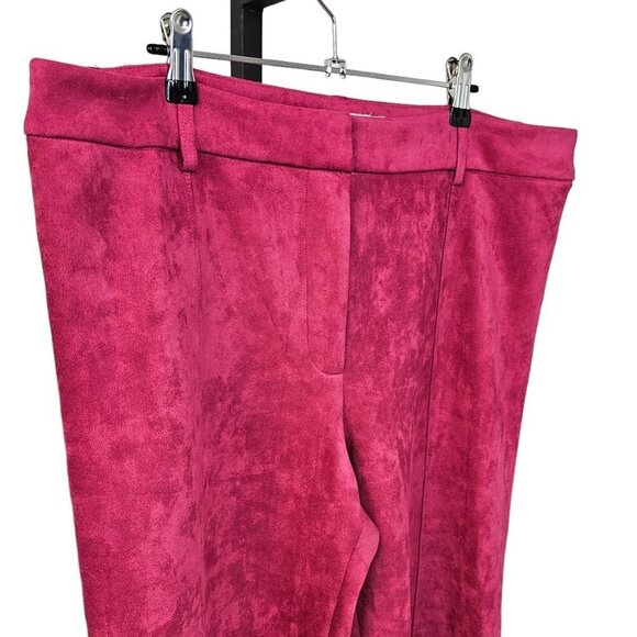 Anthropologie Avec Les Filles Womens Pink Faux Suede Wide Leg Crop Pants Size  L - Picture 3 of 8